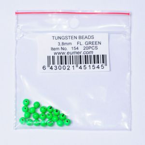 Eumer Tungsten Beads Green 3,8mm 20 kpl